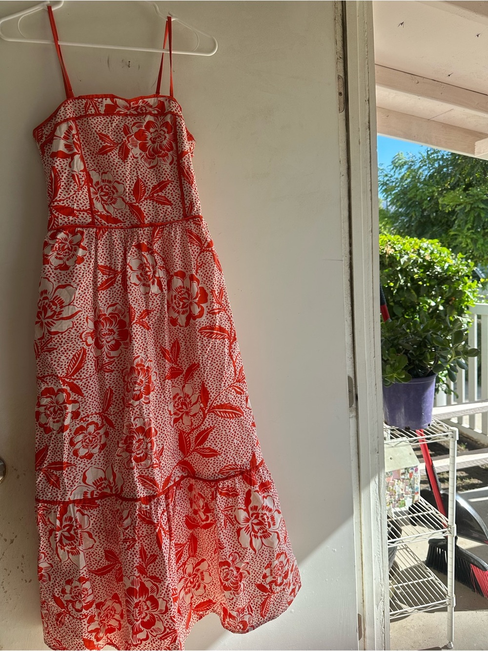 Red Floral Maxi Sundress with Spaghetti Straps